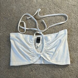 SHEIN White Gathered Bandeau with Straps